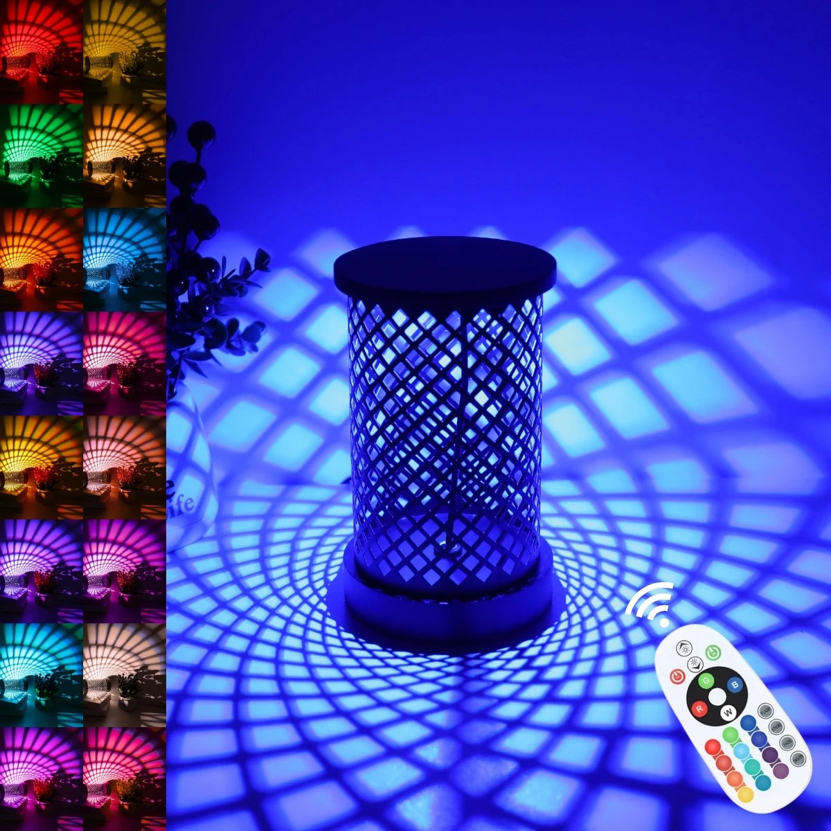Creative RGB16 color light and shadow ambient night light, USB home bedroom bedside lamp office romantic atmosphere lighting